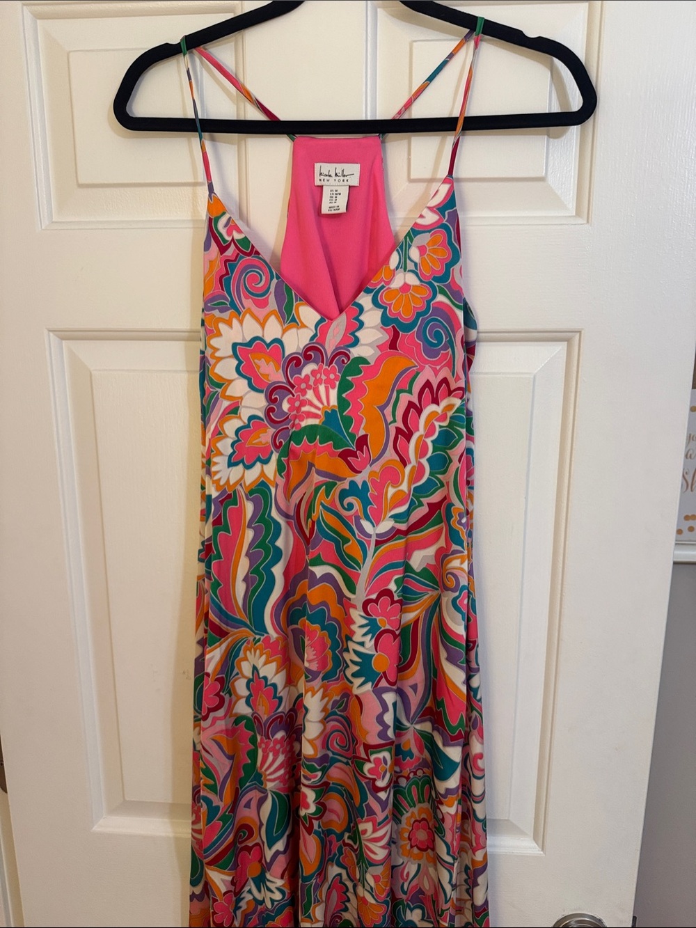 Nicole Miller Pink Multi-Color Floral Paisley Maxi Slip Dress